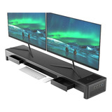 Soporte Monitor Doble Con Cajones, Usb Y Carga.