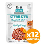 12 X Alimento Gato Brit Care Pouch Sterilized Rabbit 85gr Np
