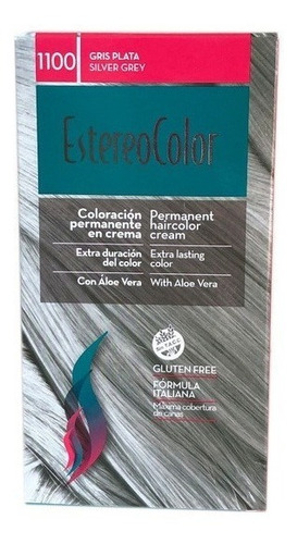 Estereo Color Tintura 1100 - Gris Plata - Kit Permanente