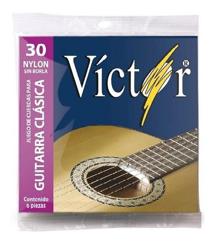 Encordadura Victor Nylon Para Guitarra Clasica, Sin Borla