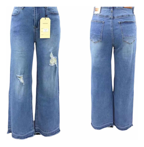 Jeans Mujer Elásticado Tiro Alto Push Up - Ancho 36 A 46