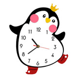 Reloj De Pared De Madera Con Decoración De Pingüino