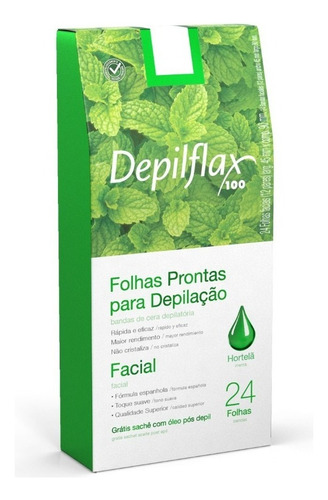 Depilflax Folhas Prontas P/ Depilação Facial Hortelã C/24