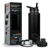 Termo Para Café Y Agua 3 Tapas 40 Oz Acero Inoxidable 1.2 L Color Negro