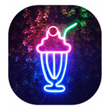 Luminária Milk Shake Em Neon Led Luminoso 30cm Instagramável