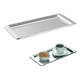 Bandeja Para Café Inox Retangular Pequena 30x15cm Servir