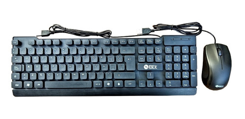 Combo Teclado + Mouse Ibek Modelo Bk811 Negro Con Cable Usb