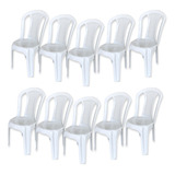 Kit 10 Cadeiras Plástica Branca Bistrô 182kg Resistente