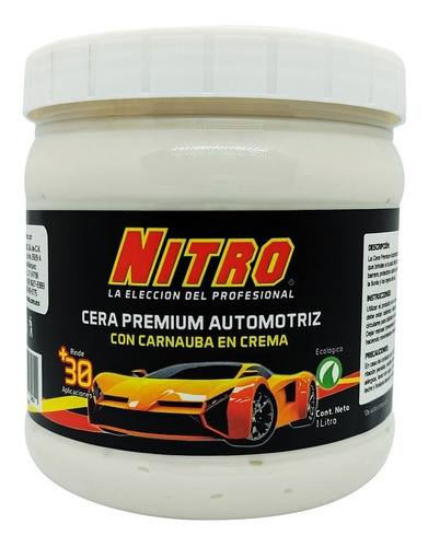 Nitro Cera Premium Automotriz Con Carnauba En Crema 1 Litro