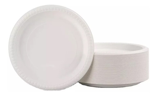 Platos Plásticos Blanco Desechables 17,5cm Pack 100 Unidades