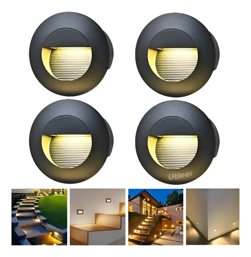 4pc Focos Integrados Controlados Por Escaleras Led Redondas