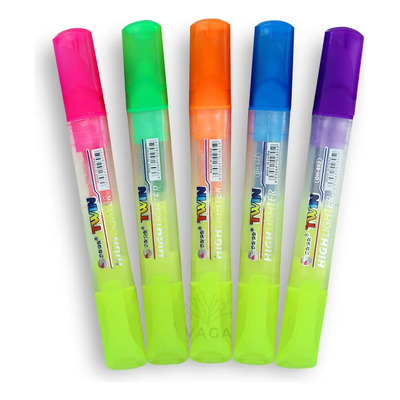 5 Pzs Marcatextos Doble Punta Fluorescente Bicolor Marcador | Meses sin interés