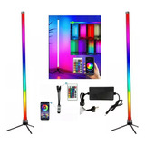 Luz Lampara Pie Esquinero Led Rgb X2 Bluetooth Minimalista 