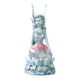 Lámpara Solar De Resina Con Forma De Flor, Estatua De Hada,