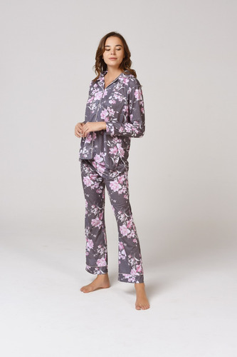 Pijama Conjunto Camisero Mujer Manga Pata Larga