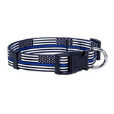 Collar De Perro De Bandera De Línea Azul Delgada De Cachorro