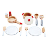 Hape Cook & Serve Set | Juego De Cocina De Madera De 13 Pie. Color Multicolor