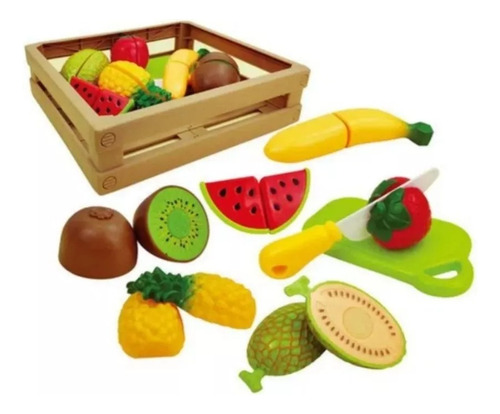 Set Canasto De Frutas Para Cortar Con Velcro Juego Infantil