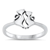 Anillo De Plata De Ley 925 Para Parejas De Gatos Enamorados,