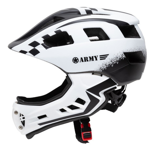 Capacete Infantil Bike Com Queixeira Bmx Mtb Branco/preto