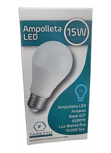 6 Ampolleta Led 15w E27 6500k Luz Fría Equivalencia A 100w