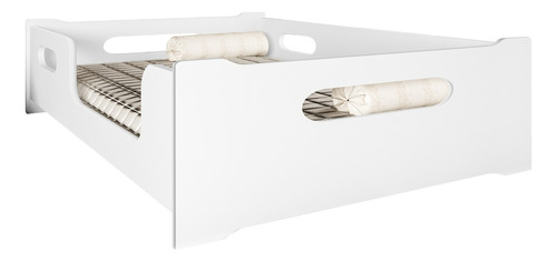 Casal Cama Cor Branco Infantil Com Grades Laterais 100% Mdf