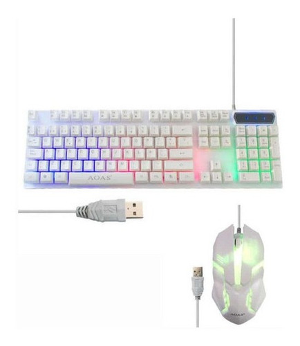 Mouse Y Teclado Gamer Rgb Aoas M-400 Blanco