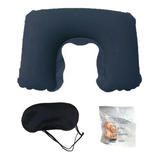 Set Cuello Viaje Antifaz Tapon Almohada Cojin Inflable