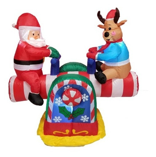 Decoracion P/ Navidad Santa Claus Sube Y Baja Inflable C Luz