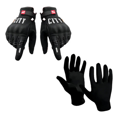 Guantes Mitones Madbike City Táctiles Protector Nudillos Urbanos Talle M Negro