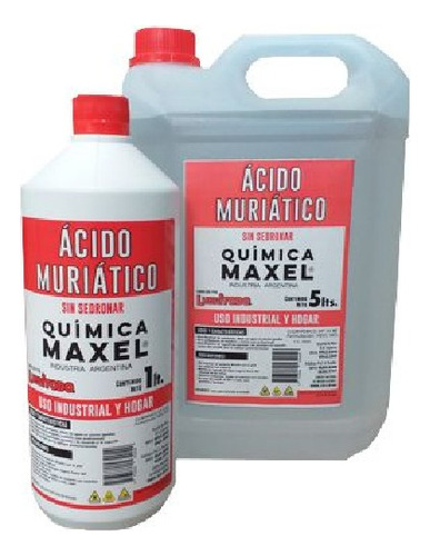 Acido Muriático X 5 Litro Limpiador, P/ Bajar Ph 19% Pileta 