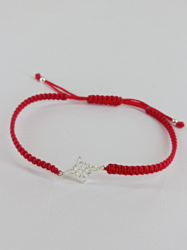 Pulsera Roja Protección Nudo De Bruja Plata 925 Ajustable