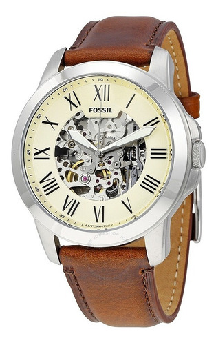 Relógio Masculino Fossil Me3099  Grant Automático Caixa Bege