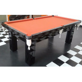 Mesa De Bilhar/sinuca E Jantar 2,25x1,25 Mts Laqueado Cor Do Tecido Laranja