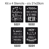Stencil Kit X 4 Mandalas Frases Hojas 21x29cm Noreste Ideas