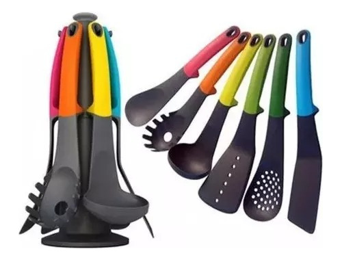 Set 6 Utensilios De Cocina Antiadherentes Mango De Silicona