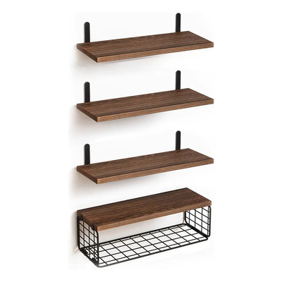 Repisas Flotantes Estantes De Madera Cocina Baño 4pz Gooluu Color Marrón oscuro | MercadoLibre