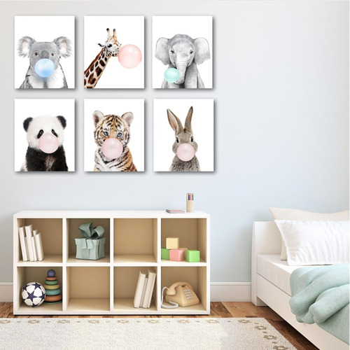 Cuadros Animales Para Cuarto De Bebe Niño Niña Colores Set6 