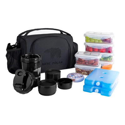 Lonchera Mochila Termica Gym Alimentos Contenedores Proteina Color Negro Artic Polar Negro