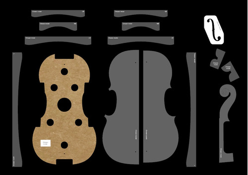 1a) Kit Plantillas Construcción De Viola - Acrílico Grabado