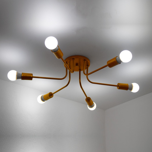 Lustre Luminária Sputnik Aranha 6 Braços Cozinha Sala Quarto