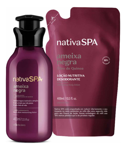 Kit Creme Ameixa Negra Regular + Refil Nativa Spa 400ml