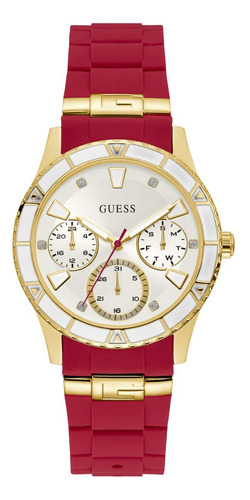 Reloj Guess Gold-tone + Iconic Red Silicone U1157l2 Para Muj