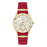 Reloj Guess Gold-tone + Iconic Red Silicone U1157l2 Para Muj
