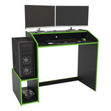 Polifurniture Legend Escritorio Gaming, Negro Y Verde