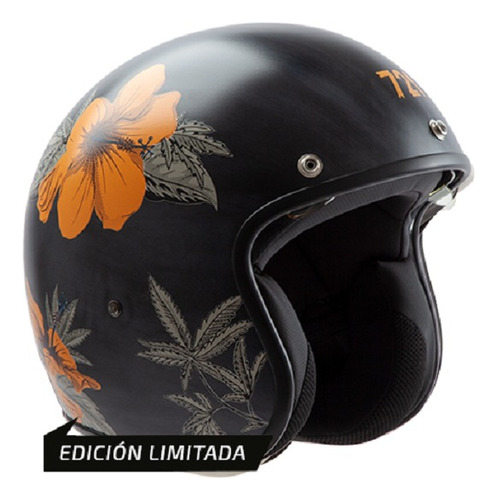 Casco Custom Moto Scooter Hawk 721 Ohana Mate Flor Naranja S