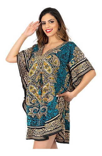 Bata Indiana Feminina Kaftan Indiano Longuete Alegria