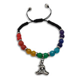 Pulsera 7 Chakras Piedras Naturales Ágatas Hilo Acero Yoga 