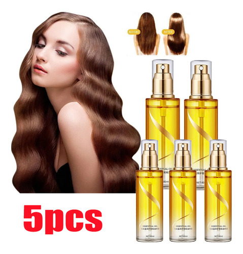 Spray De Óleo Essencial De 5 Peças Para Cuidar Do Cabelo Com