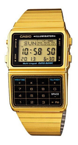 Reloj Casio Retro Vintage Dbc611 Dorado Calculadora Full